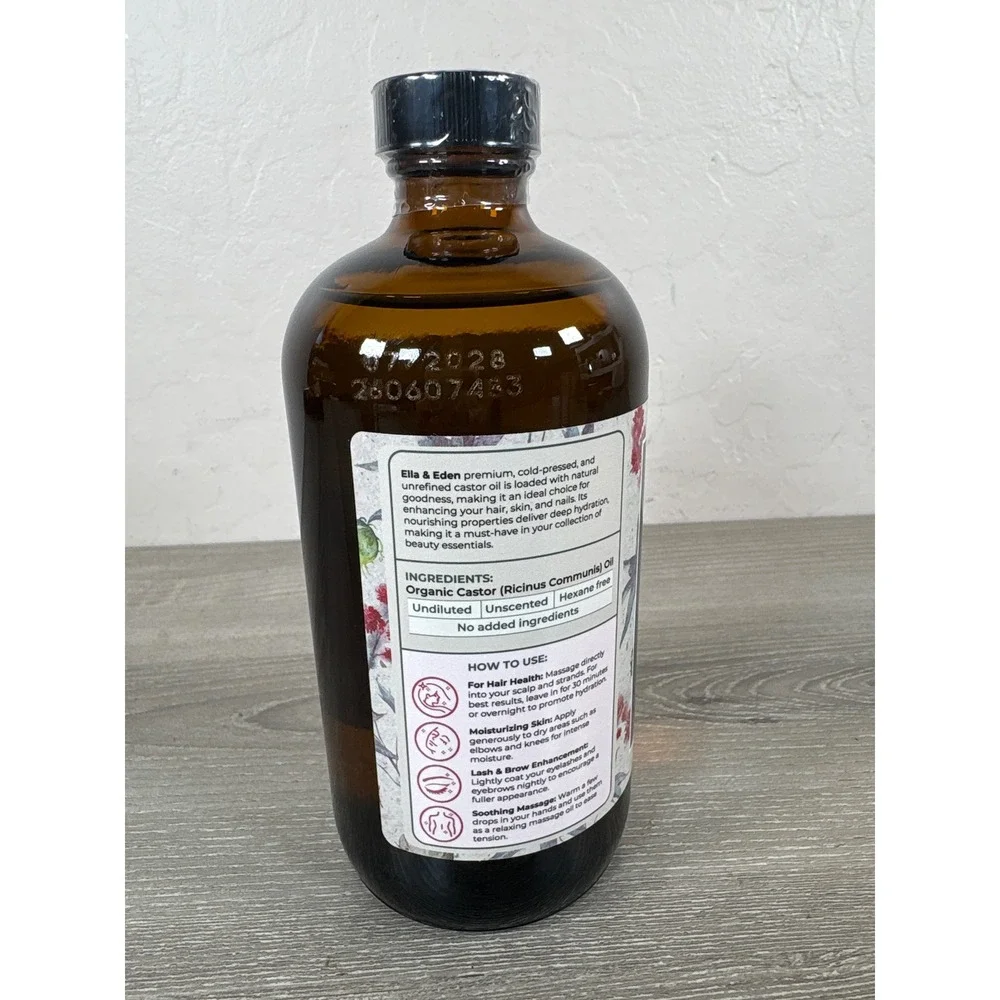 Ella & Eden Organic Castor Oil 16oz Cold Pressed Hexane Free Hair Skin Nails